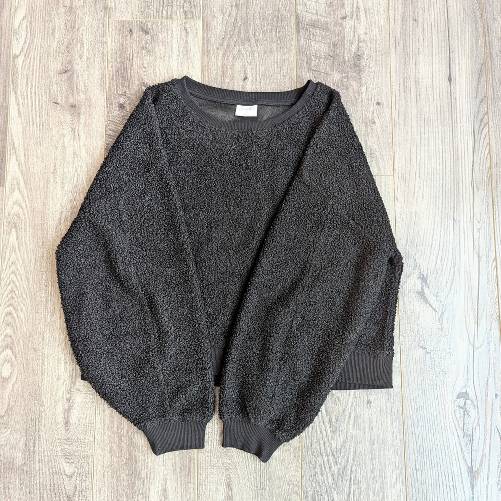 Others Follow Cozy Sweater Black Boucle Textured